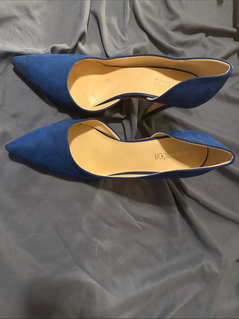 Jenn Ardor Navy Suede Pointed-Toe Flats